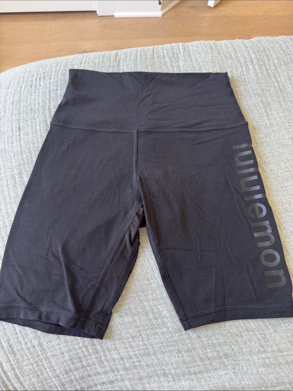 lululemon athletica Black High-Waist Bike Shorts with Side Logo